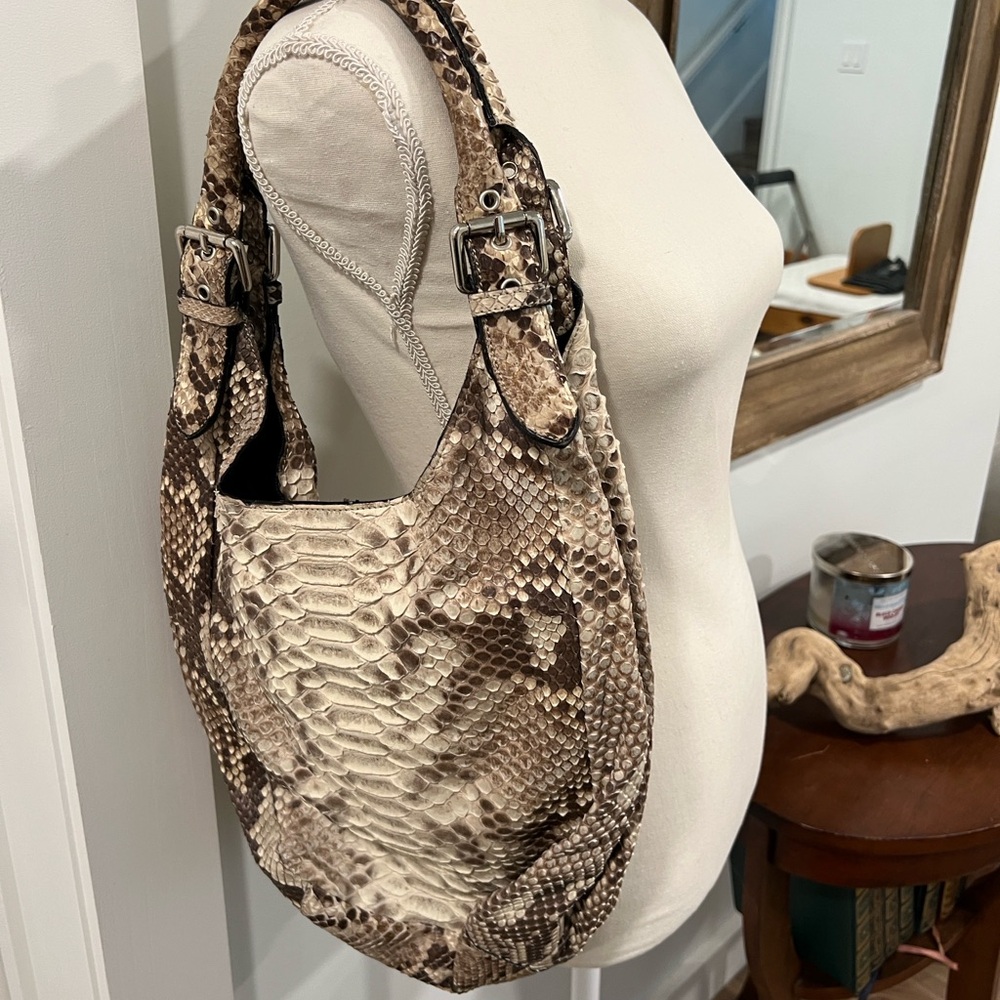 Vero Pitone Python Snake Skin Handbag with Storage Bag Made in Italy - Like New